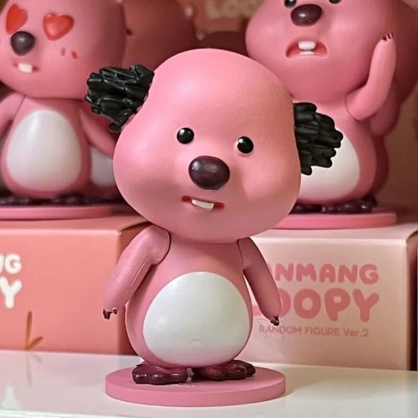Korea Zanmang Loopy Mystery Blind Box Kawaii Pink Beaver 6,5 cm PVC Action Figur Doll Leksaker Söt Loopy Room Bildekor Barnpresent B