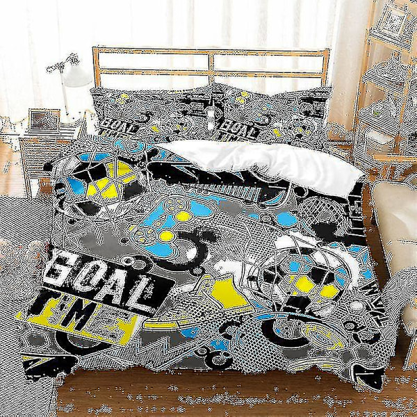 Fotboll Tryck Sängkläder Set Baseboll Fotboll Basketboll Mönster Påslakan Set Hem Sovrum Dekor Sänglinne Sängkläder style 5 140*210two-piecesuit