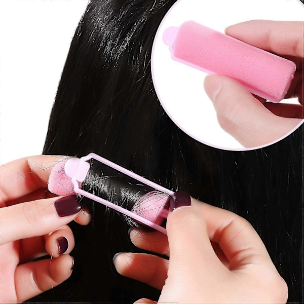 Skum Svampe Hårruller Fleksible Sovende Curlers Bløde Frisør Curlers Til Kvinder Piger Hårstyling (12 stk, Pink)