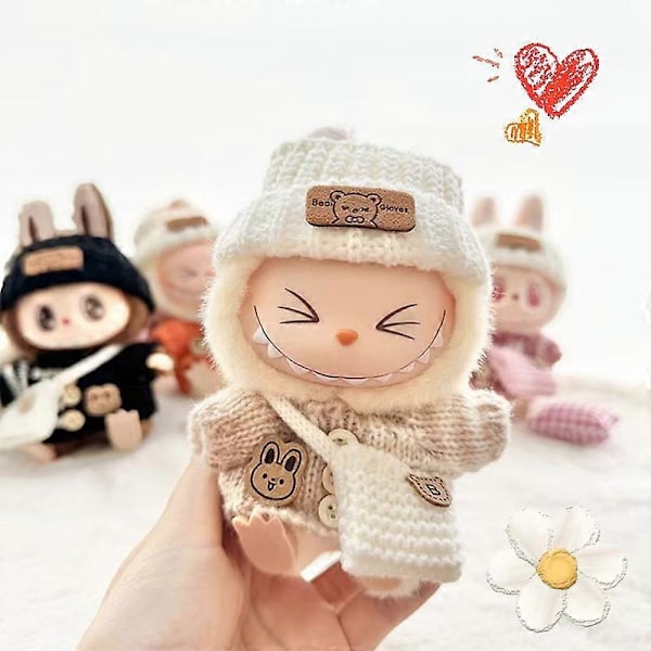 17 cm Mini Dukketøjsdragt Tilbehør Til Labubu Sweater Hat Skuldertaske Tøj Labubu Dukketøj Modetøj A2