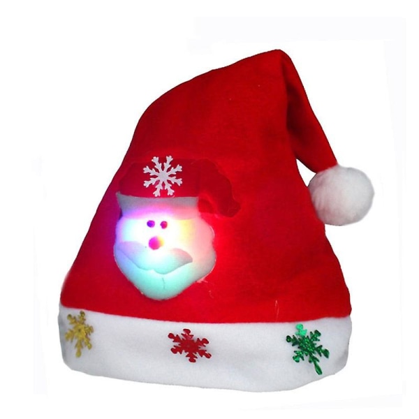 Jul LED-Mössa Nyår Söta Barn Vuxna Mössa Navidad Barn Flicka Mössa Nyår Kostym Jultomte Jul Vinter Present Dekor Christmas hat 6 Child 26x38cm