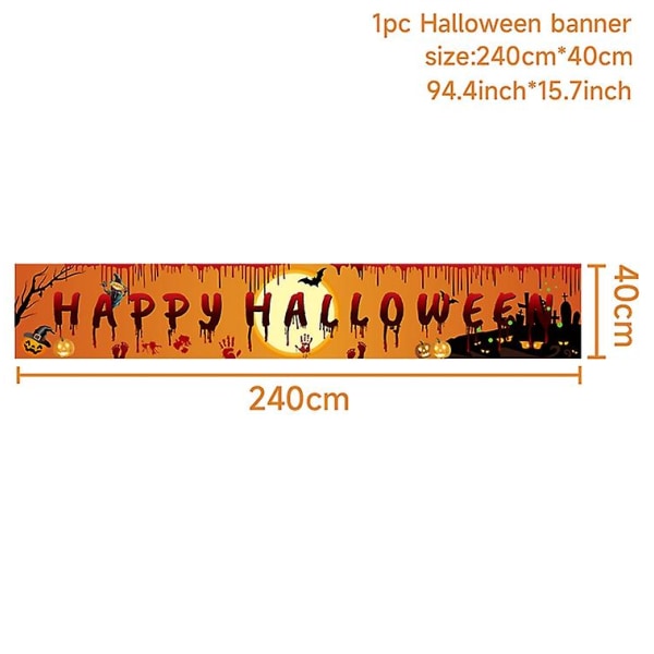 Uusin Halloween-banneri Tausta Happy Halloween -koristelu kotiin Bloody Bat Pumpkin Ghost Print Banner Halloween Suppiles banner3