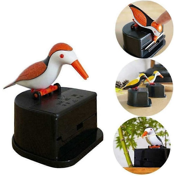 Tandpetshållare Dispenser, Automatisk Fågel Tandpetare Box-Vit, Fågel Hackspett Tandpetare Dispenser
