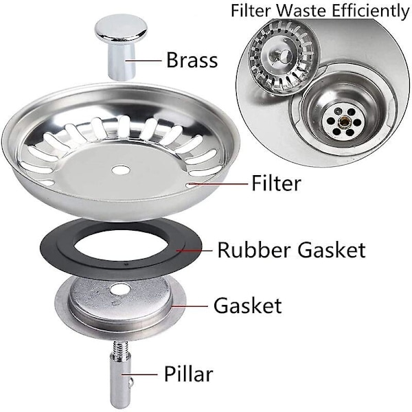 Vask Filter Prop Diameter 78mm Universal Rustfrit Stål Køkkenvask Prop til Badeværelse Håndvask