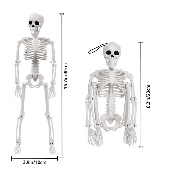 2 kpl Luuranko Halloween-koristeet, 16 tuuman kokoinen, täysin liikuteltava Halloween-luuranko ripustettavaksi sisä- ja ulkokoristeeksi