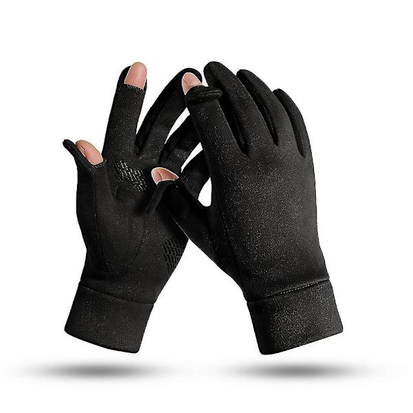 Varme vinterhansker med fleksible lekkefingre, berøringsskjermhansker for teksting Xs-xxl Black S