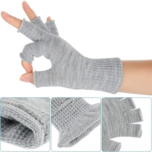 4 Par Vinter Halvfingerhandskar Stickade Fingerlösa Vantar Varma Stretchiga Style2