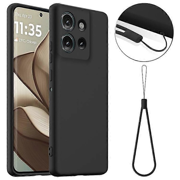 Kompatibelt Skal för Motorola Edge 50 5G Kompatibelt med MagSafe Flytande Silikon Mobilskal med Snodd Black