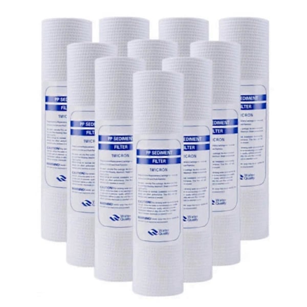 10 stk. Universelt Vannfilter PP Bomullsfilter, 1 Mikrometer