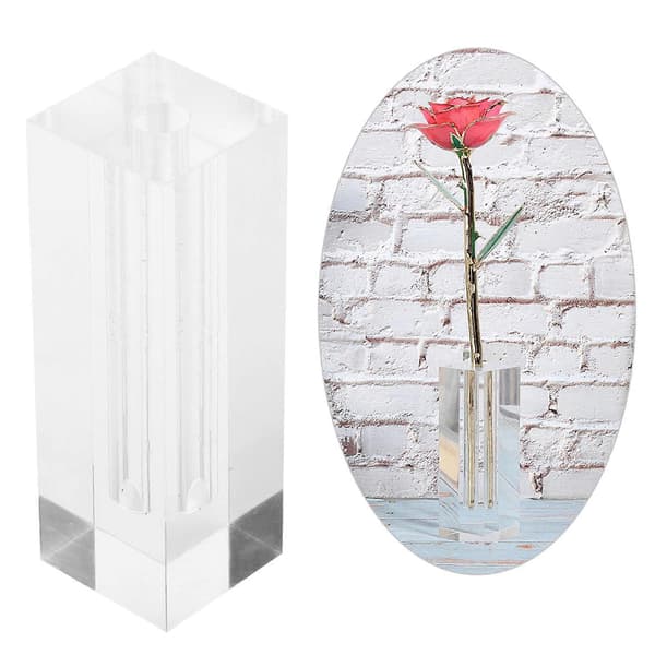 Akryl Blomsterdisplay Bas Innovativ Transparent Rektangulär Ros Blomsterbas för Hemrum Dekoration