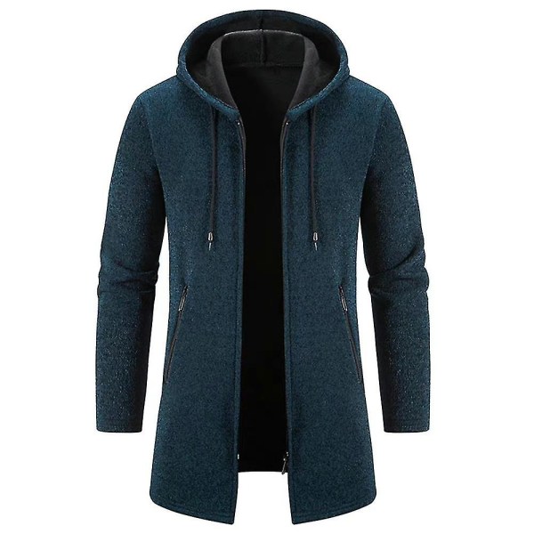 Miesten casual vetoketjullinen syksyn talvitakki hupullinen takki Navy Blue XL