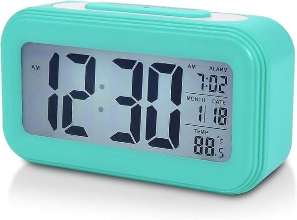 2025 Lämplig Batteridriven Digital Väckarklocka för Sovrum, LCD-Display Sängväckarklocka med Snooze