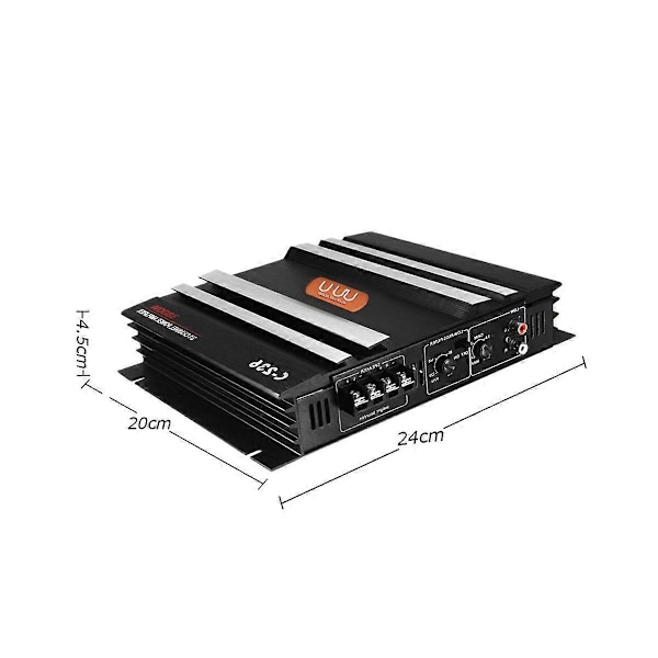 3800 W Bilförstärkare 2 Kanaler Svart Aluminiumlegering Högeffekts Bilstereo Ljudförstärkare för