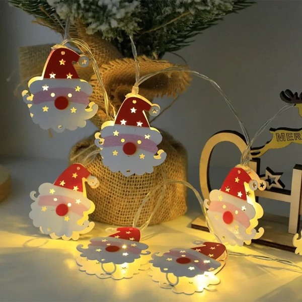 Jul LED-ljusslinga Santa Claus Elk Snowman Xmas Ornament String Light Juldekorationer 2023 nyår Navidad Present Santa Claus 3m