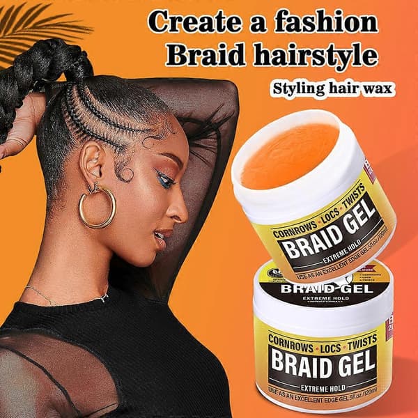 Braid GelExtreme Hold, High ShineFrizz & Flake-Free Edge Control With Olive OilSlick & Style Braids 3pcs