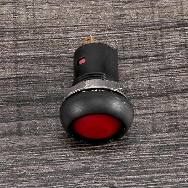 På-Av Låsende Vanntett 12mm Trykknappbryter SPST 2A IP67, Rød