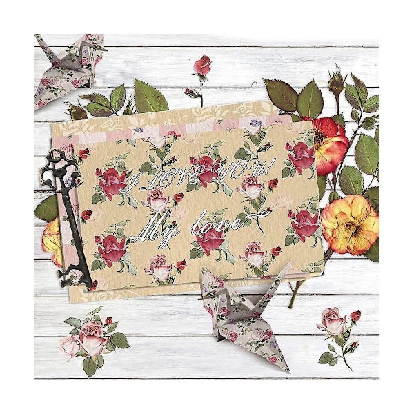 12x12 Tommer Dobbeltsidig Akvarell Blomsterkartong, 24 Ark Vårblå Rose Scrapbook Papir, for