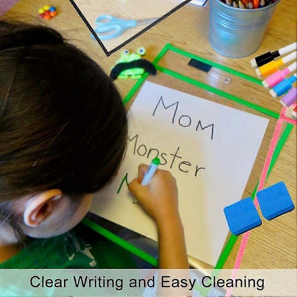 Whiteboard Lommer Ærmer, (10 Pakke) A4 Papir Job Billet Holdere, Genanvendelige Whiteboard Ark til Cla