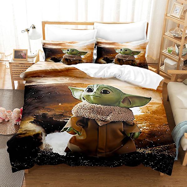 Mas4 Master Yoda 3D-printet sengesett dynetrekk dynetrekk putetrekk barnegave AU single 140x210cm