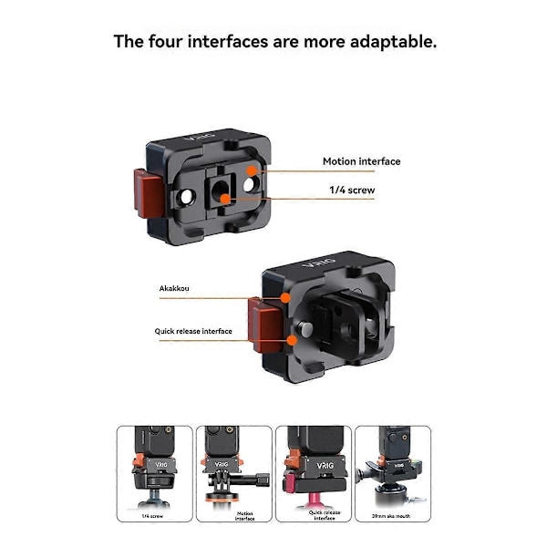 VRIG Multifunksjonell Hurtigutløsende Magnetisk Ladebase med 1/4 tommers Arca/Gopro/AC-feste for Osmo Po