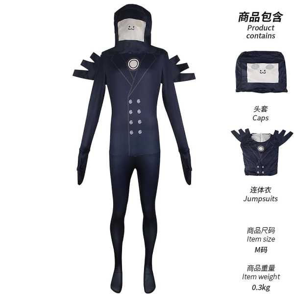 Skibidi Toilet Cosplay -asu Kaiutinmies Videokameramies TV-mies Cosplay Skibidi Toilet -asu Pelivaatteet Puku Naamio Lapsi Aikuinen New TV man jumpsuit 130
