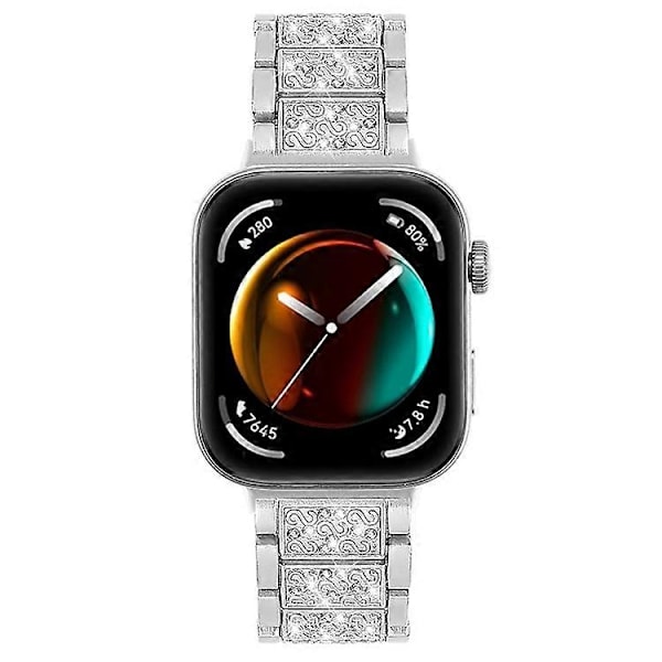 Kompatibelt metallarmband med strass för Huawei Watch Fit 3 Smartklocka Silver