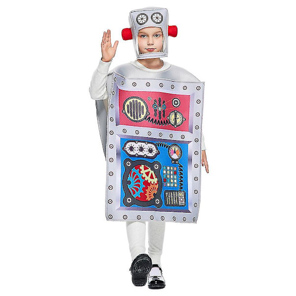 Unisex Barn Robot Kostyme Cosplay For Gutter Jenter Svampdrakt Tunika Hatt Morsom For 110-150cm