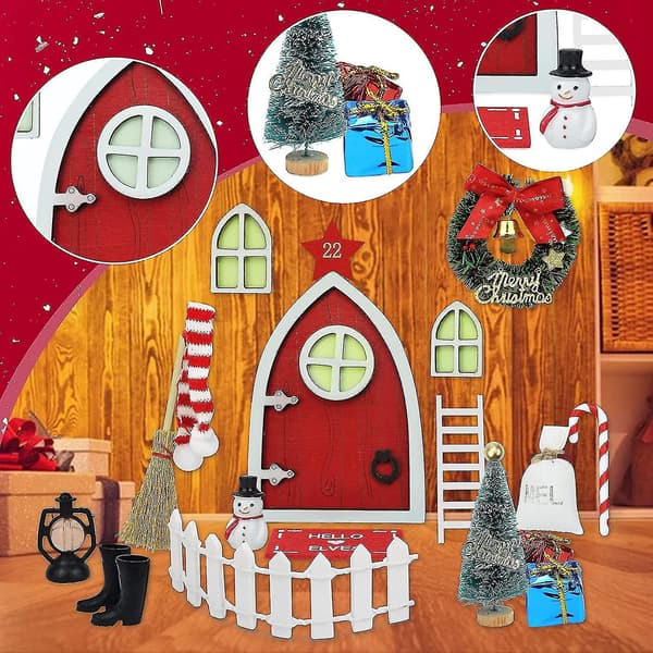 Gnome Dør Tilbehør Jule Sæt Miniature Gnome Tilbehør Gnome Sæt Julepynt Hao
