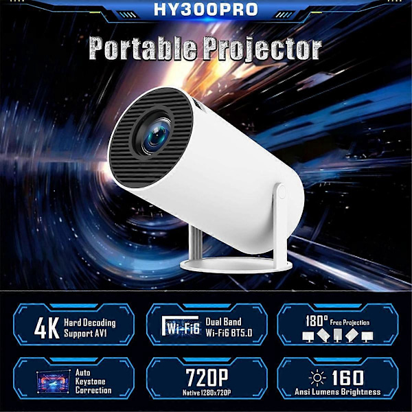 HY300 PRO Projektor 4K Android 11 Dual Wifi6 Allwinner H713 BT5.0 1280x720 Hjemmekino Utendørs Proj