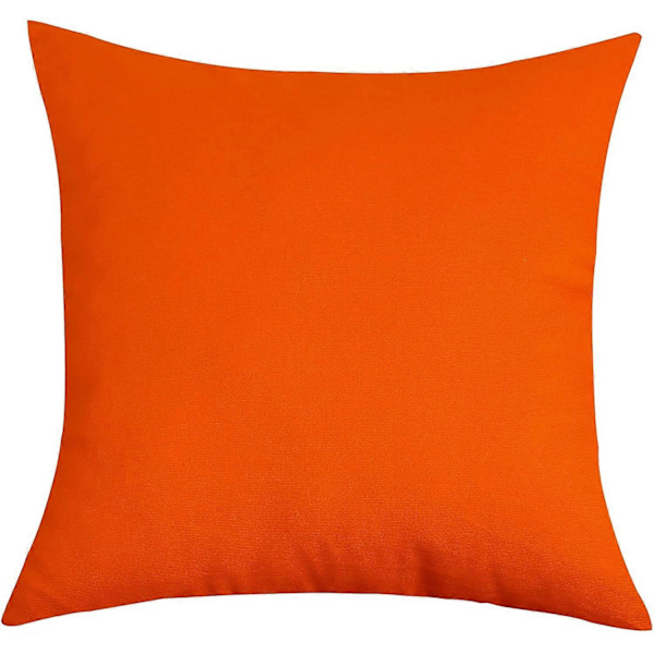 Set med 2 handgjorda dekorativa solida 100% bomullscanvas prydnadskuddfodral/kuddfodral, 11 färger tillgängliga - (45x45 cm 2 stycken, Orange)