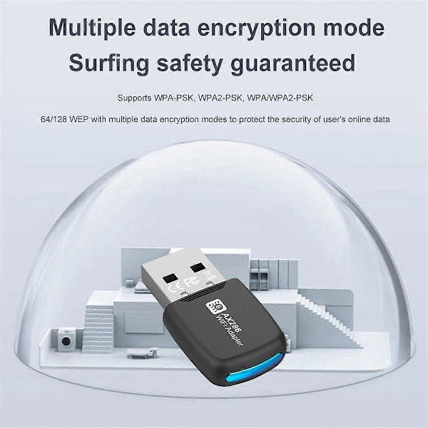 WiFi 6 Netværkskort 2.4G og 5GHz 900Mbps USB WiFi Adapter Trådløs USB Dongle 5Dbi Antennekort Rec
