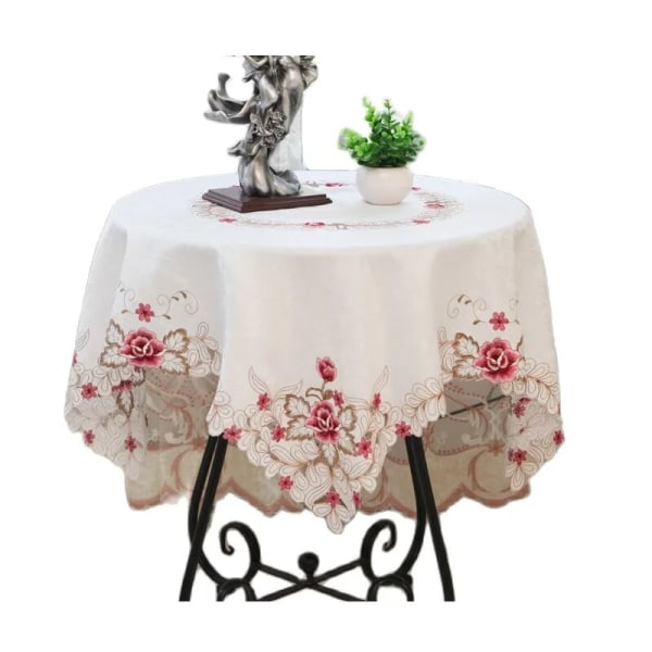 Moderni pohjoismainen pyöreä kahvipöytäliina olohuoneeseen pitsinen pöytäliina matto pastoraalinen ruokapöydän suojus koristelu joulu K014 Burgundy 130x130cm