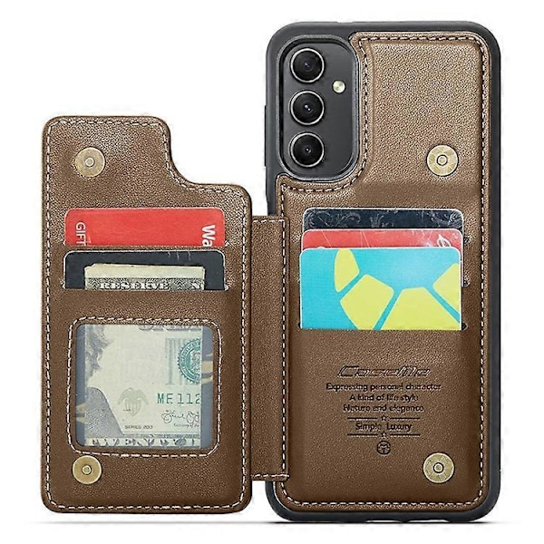 CASEME C22 Serie Kompatibel Med Samsung Galaxy A54 5G Etui RFID Læder+TPU Telefon Cover Brown