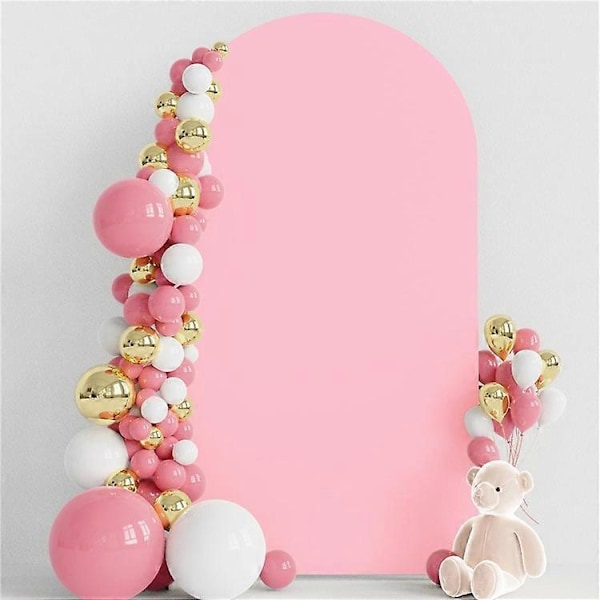 5FT 65x150cm U-Formet Bakgrunnsbue Ramme Stativ Elastisk Trekk for Bryllupsseremoni Bursdagsfest Pink