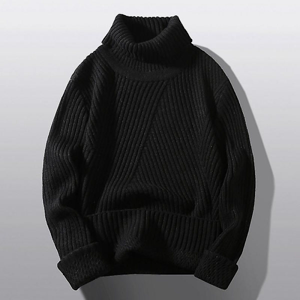 Höst Vinter Herr Polotröjor Pullovrar Enfärgad Långärmad Slim Fit Ungdom Stickad Casual Pullover Tröja Herr