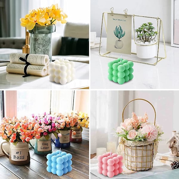 Doftande Bubble Square Ljus, Doftljus För Heminredning, Estetisk Rumsdekoration, Härligt Stort Rosa Dekorativt Formljus Gåva - Ros (whi