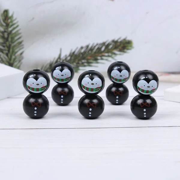 Ny 20mm 20st/pack Julsnögubbepingvin träpärlor DIY Custom Party Dekoration Barnleksaker Armband Tillbehör 25mm snowman body B 20mm