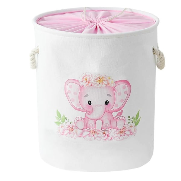 Kleskurver Rosa Klesvask Kurv Elefant Kurv for Barn, Baby Klesvask Kurv, Stor Sammenleggbar Klesvask