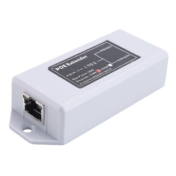 1 til 2 Port POE-forlenger 100 Mbps IEEE 802.3Af/At Standard 48V for NVR IP-kamera POE-utvidelse 100 meter for POE-rekkevidde