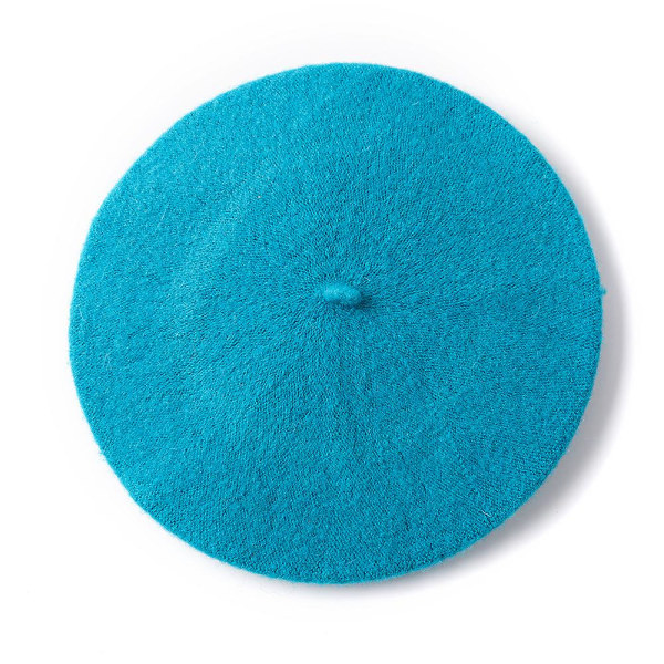 Höst- och vinterhatt ull förtjockad basker fransk konstnär basker kvinnlig målarmössa beanie lake blue