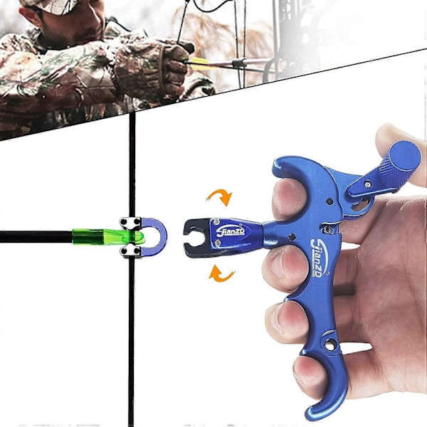 Aid Releaser Justerbar Kan Rotera 360 Tumutlösare Båge för Bågskytte Pilar och Bågutlösare Blå