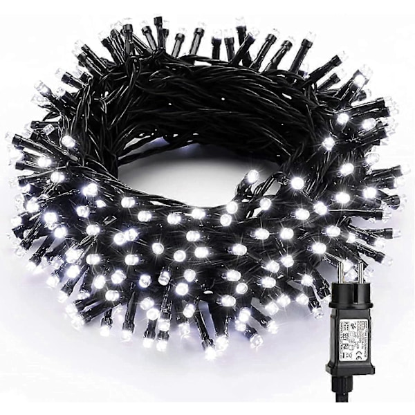 Lyslenke til jul innendørs og utendørs, 20M 200 LED Kaldhvit Elektrisk Lyslenke 8 Moduser Vanntett LED-lys for Juledekorasjon Fest Bryllup