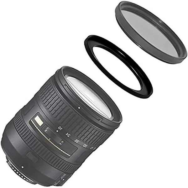 72mm-77mm Kameraobjektiv Trinn Opp Filter Svart Metall Adapterring