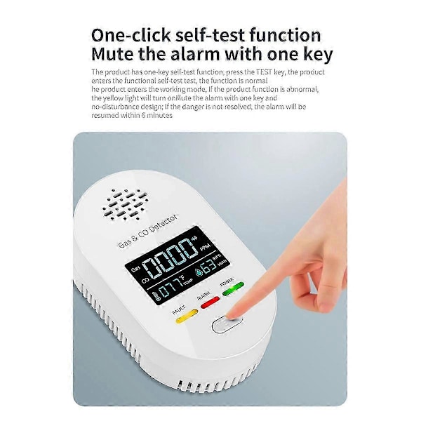 4-i-1 Luftkvalitetsmåler Gas CO Alarm Monitor Temperatur- og Fugtighedsdetektor med LCD-display til Indendørs Kontor (EU)