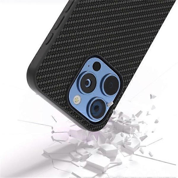 ABEEL Kompatibelt Skal för iPhone 16 Pro Max Läder+PC+TPU Telefonskal Kolfibertextur Black