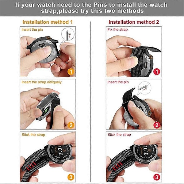 26mm Nylon Klokkereim Kompatibel For Garmin Fenix 6X, Justerbar Erstatningsreim for Smartklokke Black