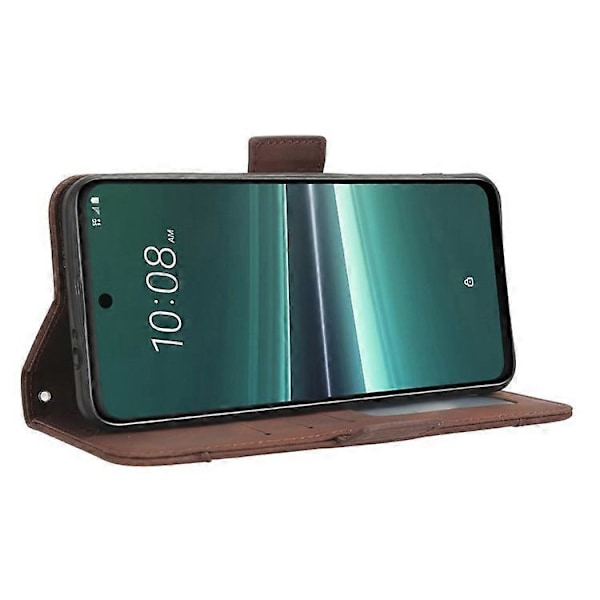 Yhteensopiva HTC U23 Pro 5G:lle, monipaikkainen korttikotelo PU-nahkaa, suojakotelo jalustalla ja lompakolla Brown