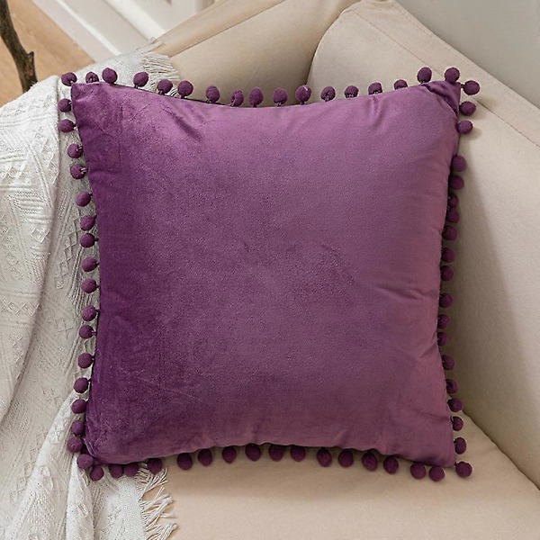 Sett med 3 Dekorative Putetrekk i Fløyel Sofaputevar 45X45CM (Lilla Gul Blå) Myk Komfortabel Dekorasjon Hjem Stue Soverom for Sofa