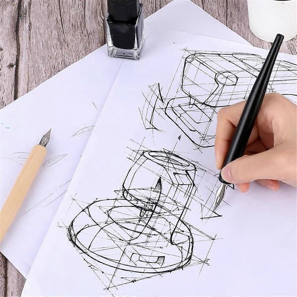 Sarjakuvanibisetti, kalligrafiakynän kärjet dippikynäpiirustukseen
