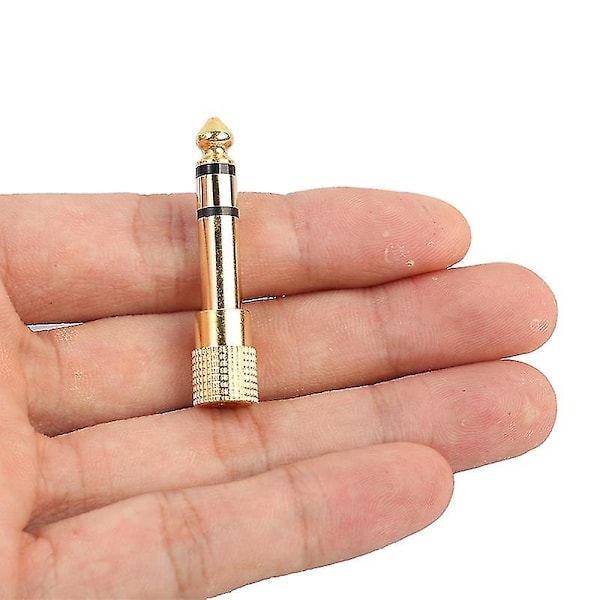 4 stk. Gullfarget 6,35 mm hannplugg til 3,5 mm hunnkontakt stereo hodetelefon lydadapter Q